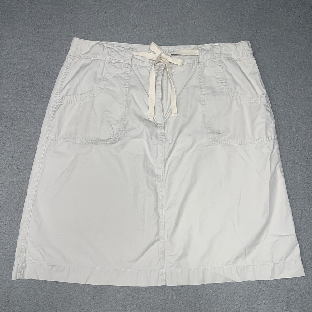 VTG Talbots Mini Skirts Womens Sz 12 Beige Cargo Chino Drawstring Utility Preppy